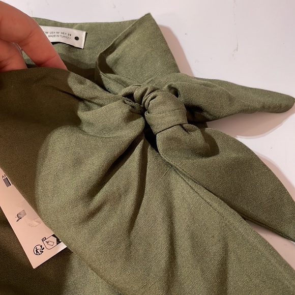 Zara Linen tied Midi skirt (green) - Picture 6 of 8